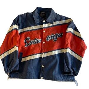 Sanweiyu Colorblock Racing Style Jacket XL Red Navy White Streetwear